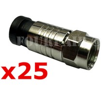 25 Pack Lot RG6 Dual Shield Coax Cable F-Type Compression Connector Fitting Male