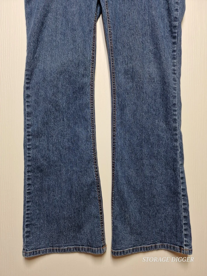 Pantalones de mezclilla Adolfo para mujer 10 azules de lino elásticos pierna recta tiro medio cremallera mosca Foto 4 de 4