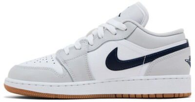 Nike Air Jordan 1 Low White Grey Midnight Navy 553560-146 GS
