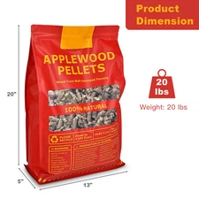 20 Lbs Apple Wood Pellets All-Natural Material Smokers Pellet Grills BBQ Roast