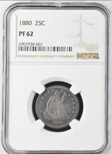 1880 Liberty Seated Silver Quarter pf 62 ngc