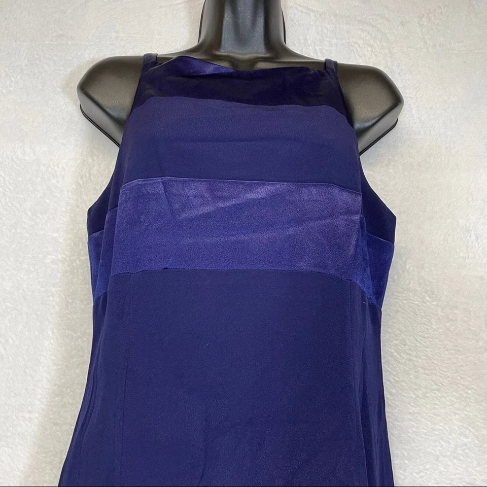 Maxi Vestido Vintage Dave & Johnny Azul Púrpura Sin Mangas Talla 12 Foto 2 de 4