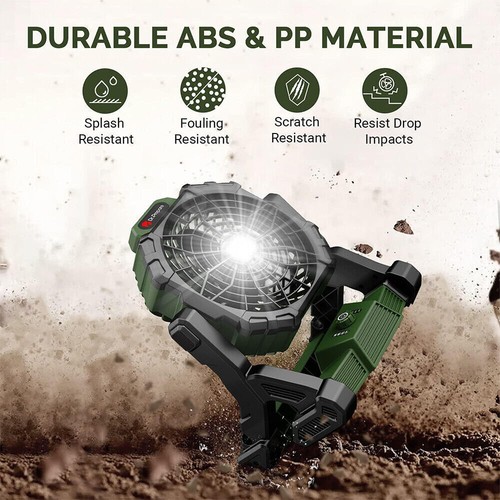 16 inch Cordless Rechargeable Fan w/ LED Light for Camping, Outside, Jobsite Fan - Picture 3 of 8