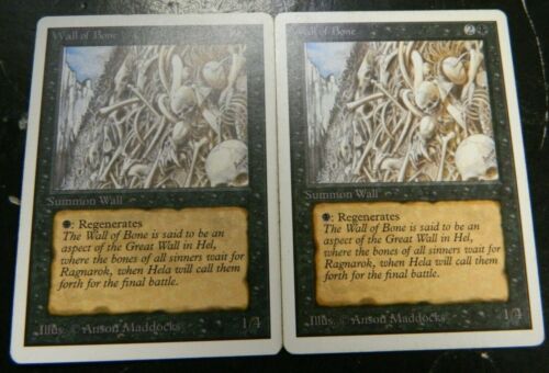 Vintage MTG Unlimited Wall Of Bone x2 Black Uncommon Card LP-Excellent Condition - Picture 1 of 2