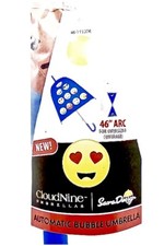 Emoji Umbrella,46" arch,Blue/Clear,Automatic Bubble Umbrella,Teen/Adult