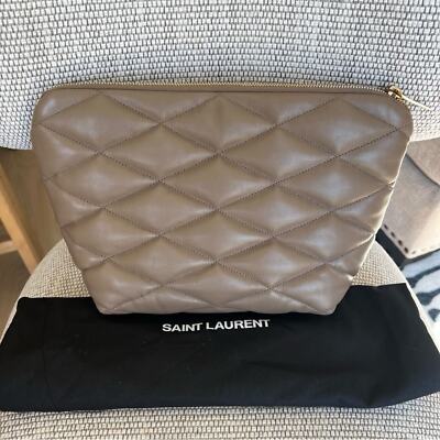 NEW Saint Laurent YSL Sade Quilted Lambskin Pouch Clutch Bag | eBay
