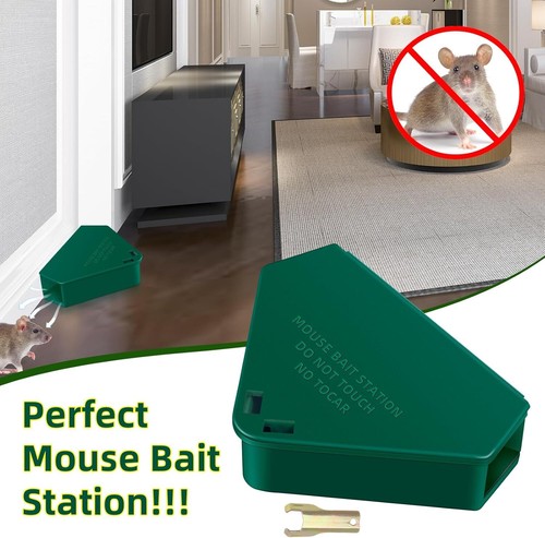 8 Pcs Mouse Bait Station with Keys Indoor Outdoor for Rats Mice Green 1 - Picture 8 of 9