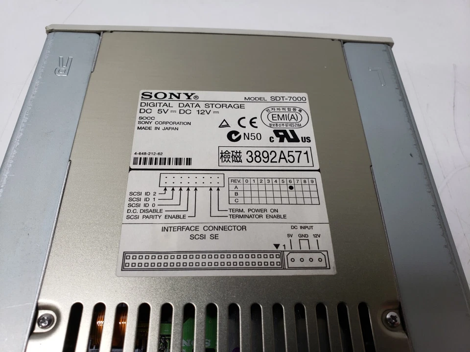 SONY SDT-7000 SCSI DDS Digital Data Storage Tape Drive Untested - Image 4 of 4