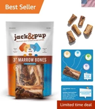 Jack&Pup Smoked Beef Marrow Bones for Dogs - 6 Count, Ideal for Heavy Chewers