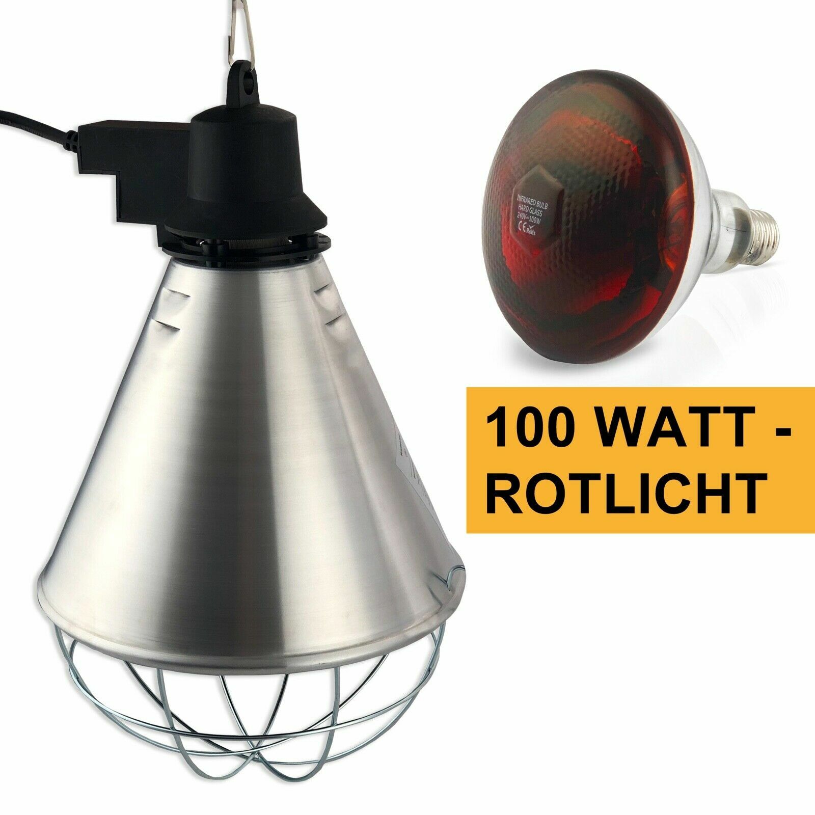 Wärmestrahler inkl Wärmelampe Ferkellampe Wärmestrahlgerät Kükenlampe Hühner SET