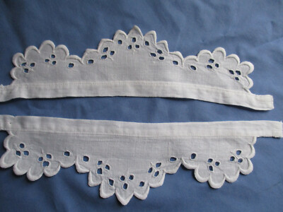 Antique Hand Embroidered Claudine Collar (1910) White Cotton