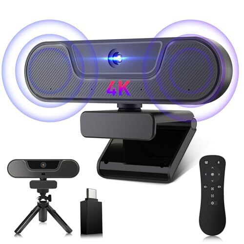 VIZOLINK V20 4K Webcam PC con Microfono e Altoparlante, 3xZoom Digitale, (x2K)
