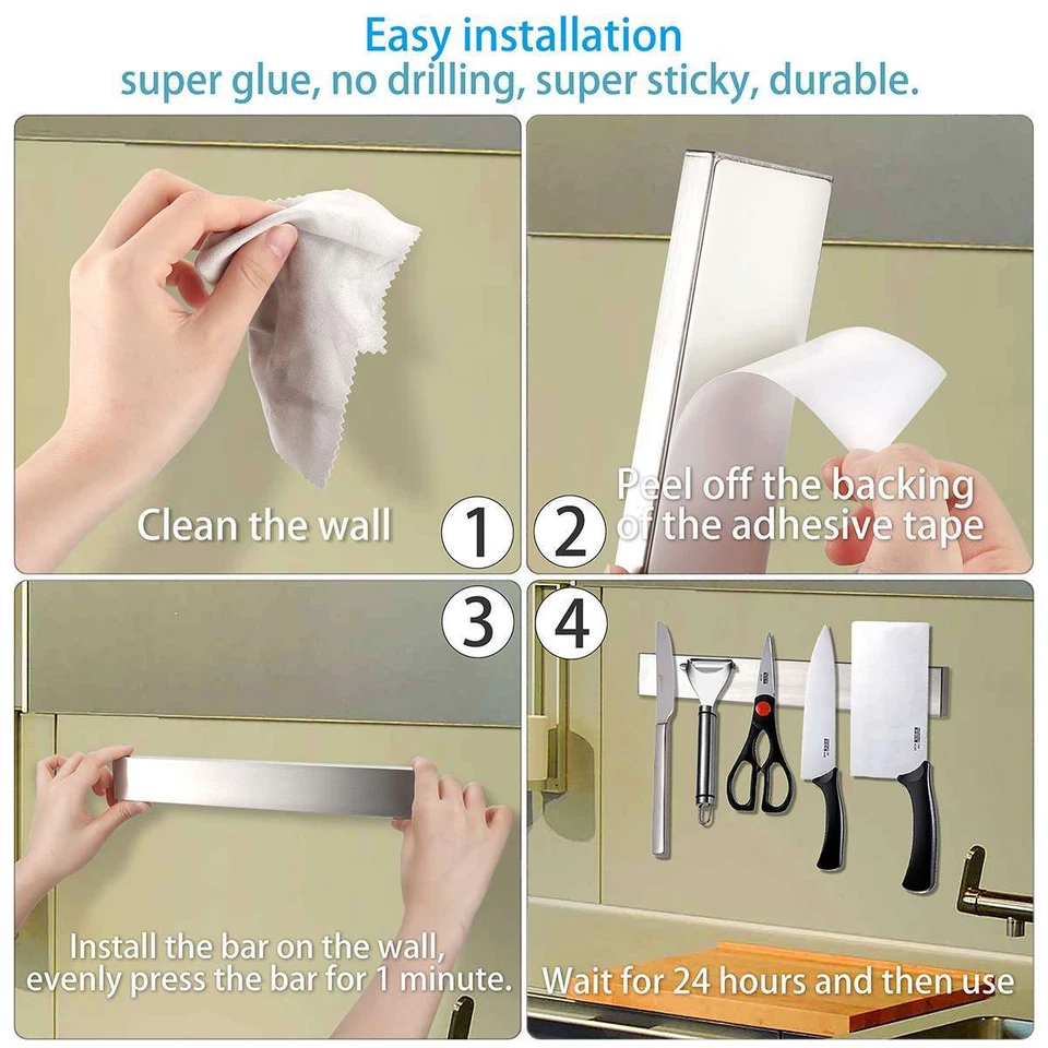 Stainless Steel Magnetic Knife Bar 16 Inch, Extra Strong Magnet Knife Holder - Image 3 of 4