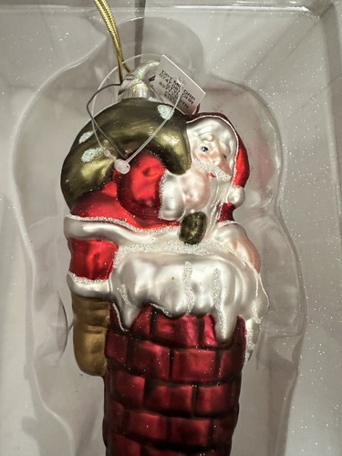 Dillards Holiday Large Hand Blown Glass Ornament Santa Chimney Stocking Toys Vtg - Picture 2 of 8
