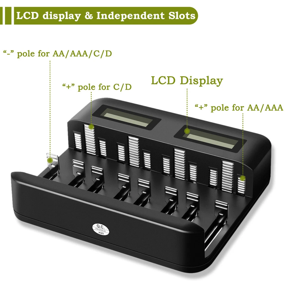 8Slots Schnell LCD Akku Ladegerät Aufladegerät für C D AA AAA NiMH NiCD Batterie - Bild 4 von 4