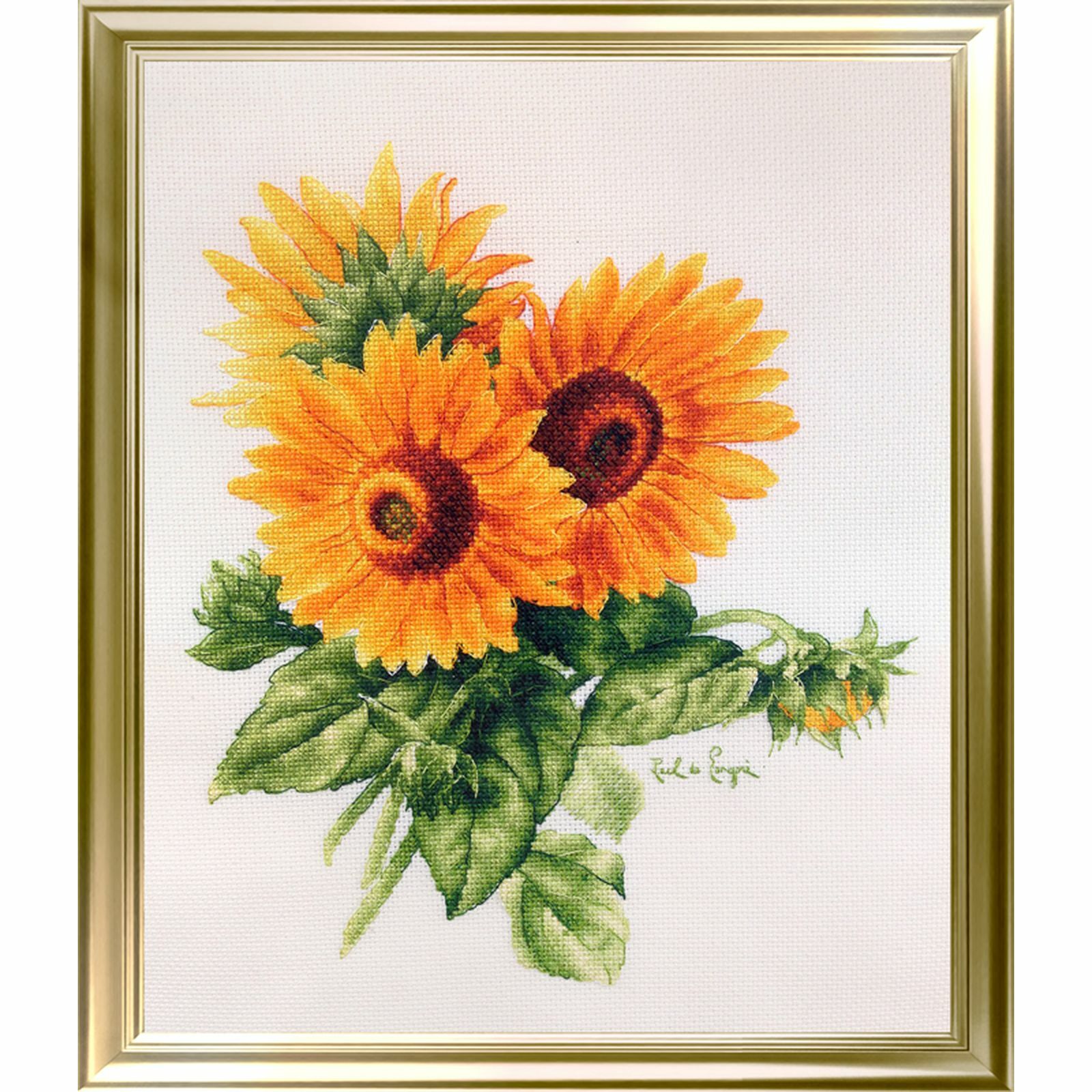 Kit point de croix Tournesols LanSvit A-009 sur toile Aïda beige 30x40 cm