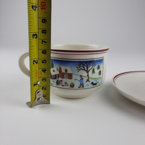 Villeroy & Boch Naif Christmas Cup & Saucer Winter Snow Laplau Woodcutter EUC - Picture 4 of 15