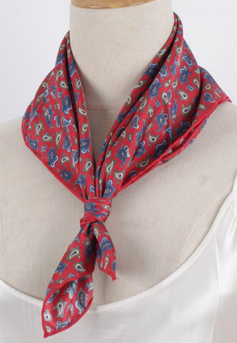 men Women 100% twill Silk 20" Square Scarf neckerchief Wrap Paisley red SC20-AL - Picture 6 of 13