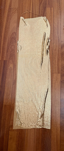 Metallo alluminio, oro, fessura super alta, taglia unica, retro aperto, supporto catena, - Foto 3 di 4