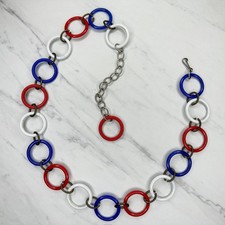Vintage Red White Blue Chain Link Belt Size Small Medium S/M Patriotic