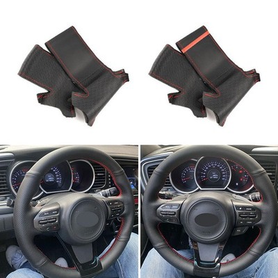 NEU Schwarz Leder For Kia K5 Optima 2014 2015 DIY Handnähte Lenkrad Lenkradbezug