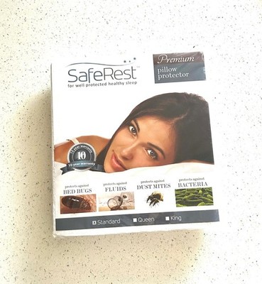 SafeRest Premium Pillow Protector Standard Waterproof Hypoallergenic Bed Bug Dus