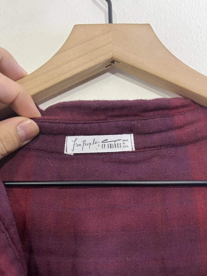 Camisa túnica a cuadros CP Shades x Free People Romy XS algodón gasa bastante lujo boho Foto 4 de 4