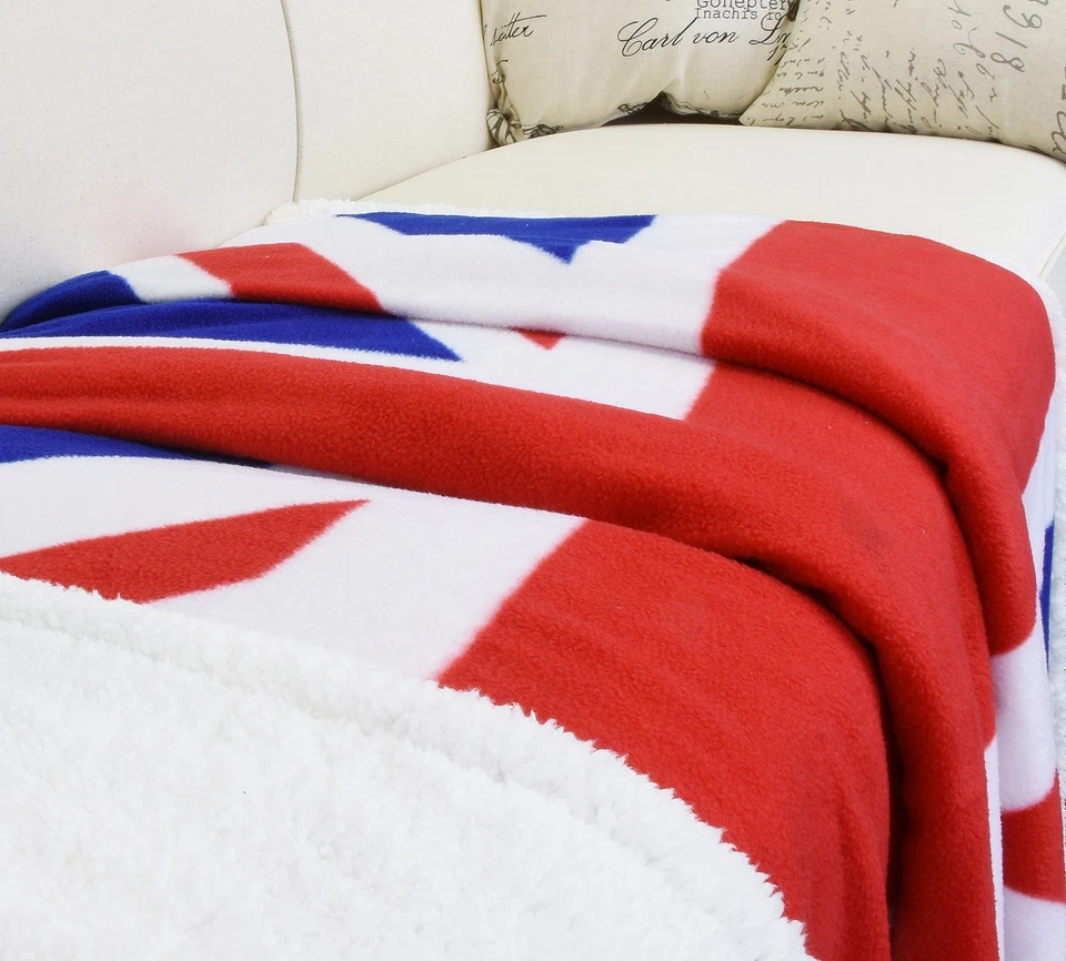 Tirrinia Sherpa Fleece TV Blanket National Flag Throws Warm Reversible UK - Image 3 of 4