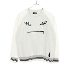 FENDI Bag Bugs Monster Eye Logo Sweatshirt cotton Gray White Used mens size M