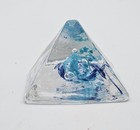 Vintage Art Glass Paperweight Blue Swirl In Clear Glass Pyramid 2.25" — photo 4