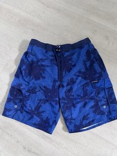 AIRWALK Men's XL Blue Palm Board Shorts with Drawstring, Pockets, Mesh Lining