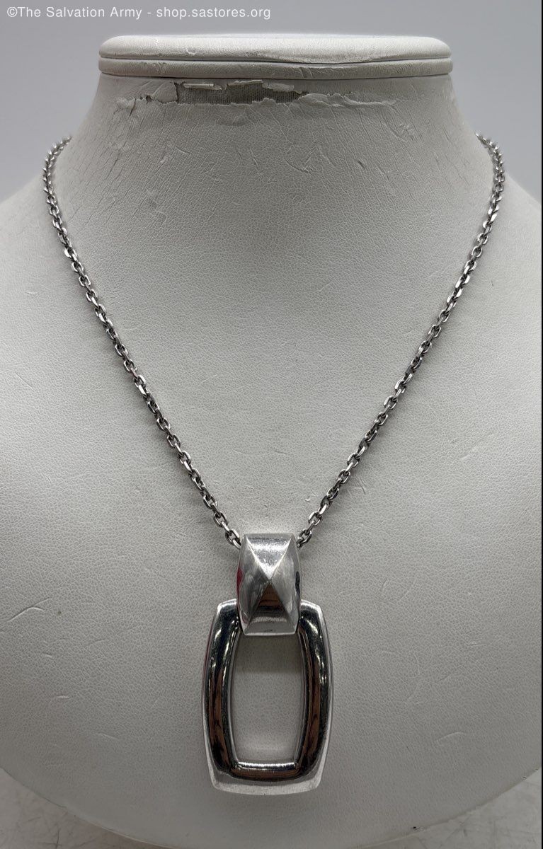 925 Sterling Silver Abstract Rectangular Pendant … - image 1