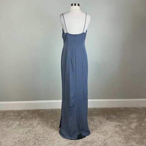 Adrianna Papell Women's Cocktail Dress Size 12 Blue Sleeveless High-Low Gown - Picture 6 of 13