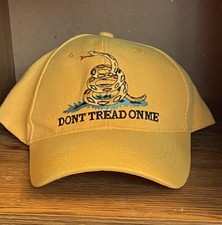 Dont Tread On Me Hat Cap Strap Back One Size Yellow Embroidered Snake Mens