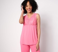 Breezies Lounge Lace Camisole with Built-in Bra Pink Lemonade 2X New