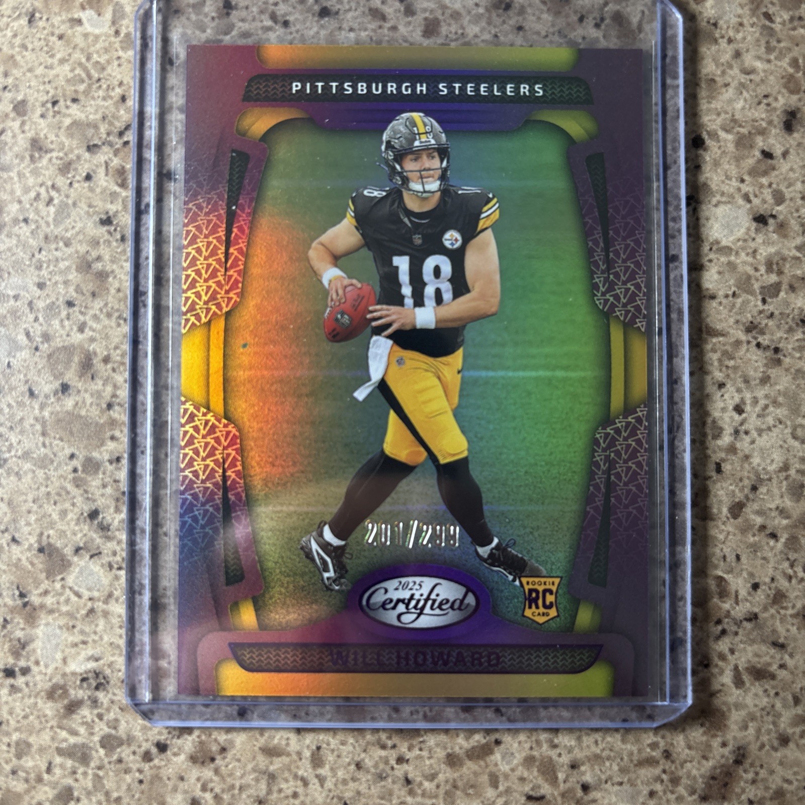 Will Howard 2025 Panini Certified Football #104 Mirror Purple /299 Steelers (RC)