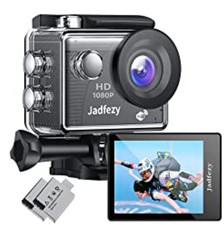 Jadfezy Action Camera FHD 1080P 12MP, 98FT/30M Underwater Waterproof Camera