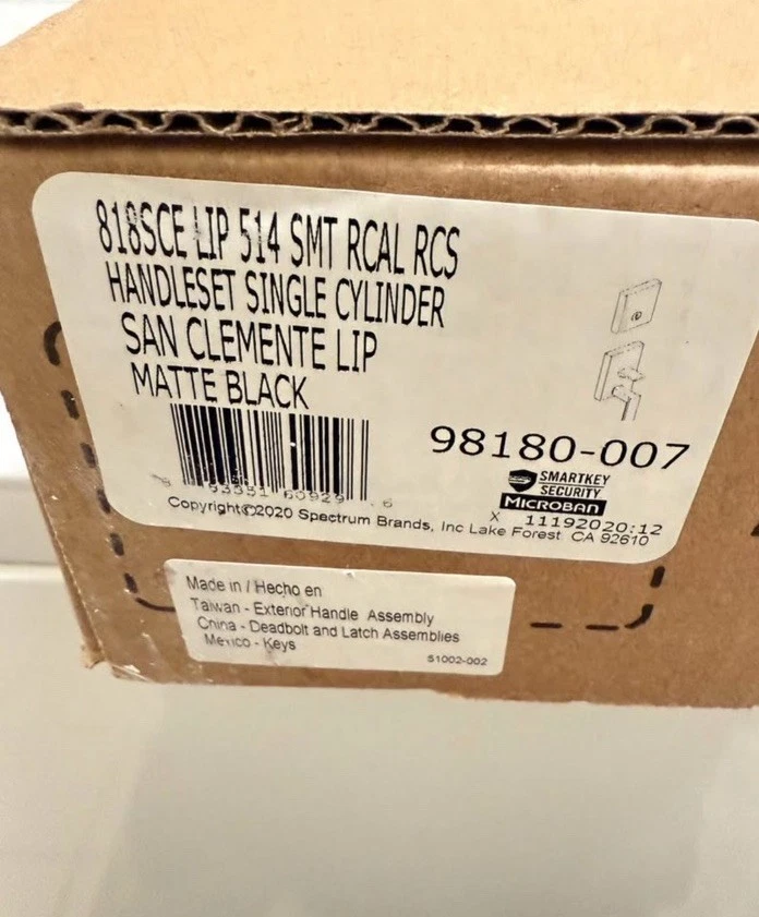 Juego de manijas de entrada exterior negro mate Kwikset San Clemente cerrojo Foto 2 de 4