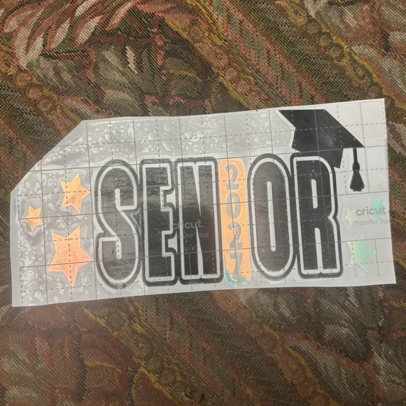 Cricut Senior Graduation Vinyl Decal Sticker, Black/Orange/Gray Transfer Tape