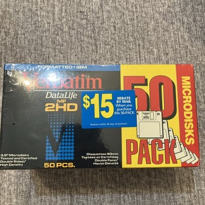 Verbatim 50 Pack DataLife High Density MF-2HD 3.5'' Microdisks Floppy Disc IBM