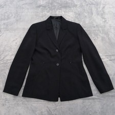 B.Moss Blazer Womens Size 6 Black Two Button Ventless Zipped Pockets