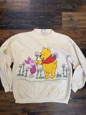 Vintage 90s Disney Pooh 100 Acre Collection Piglet Sweatshirt Cream Large