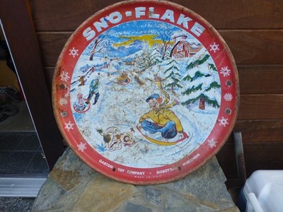 Vintage 1950s Sno-Flake Sled Disc Saucer Sled Metal Garton Toy Sheboygan WI 26''