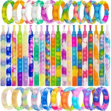 120 Pcs Pop Bracelet Bubble Fidget Sensory Toys for Party Favors, Pop Keychai...