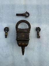 Zamek Stary mosiądz Praca Żelazo Kwadratowe Trudne puzzle z 3 kluczami Antyczne drzwi