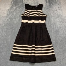 Madewell Fit & Flare Dress Women S Black White Striped Cotton Stretch Sleeveless
