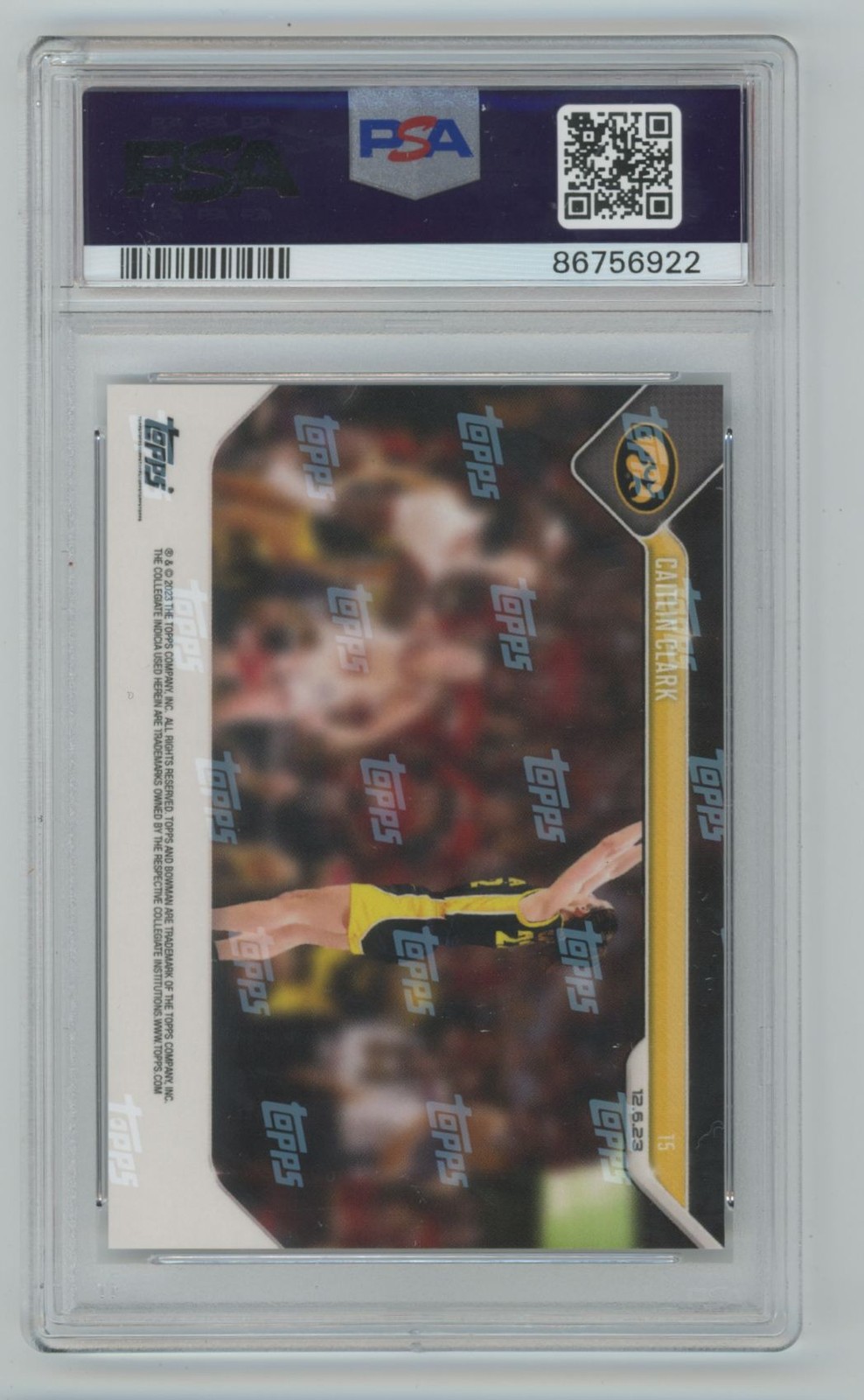 Caitlin Clark 2023-24 Bowman U Now PSA 10 #15 Iowa view 2