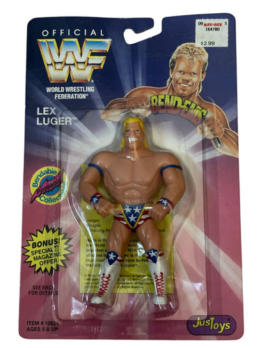 WWF WWE nwa wow 1995  justoys Bend-ems USA Lex Lug...