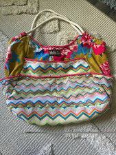 Matilda Jane Multicolor Chevron Floral Tote, Lined Magnetic Close Rope Strap