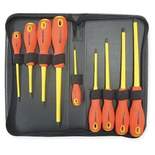 Westward 1Yxn6 Insulated Screwdriver Set, Slotted/Phillips, 9 Pcs